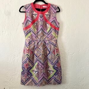 Matthew Williamson 100% Linen Tribal Print Sleeveless Mini Dress RUNWAY sz 10